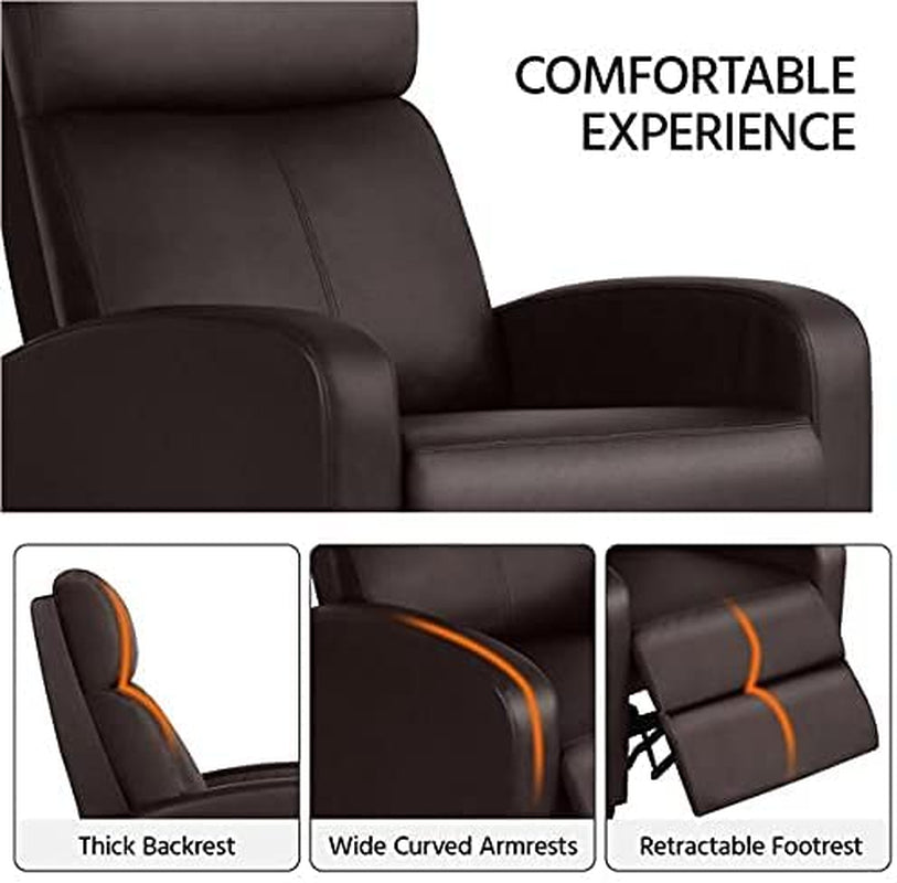 Set of 2 PU Leather Padded Recliner Chairs-4