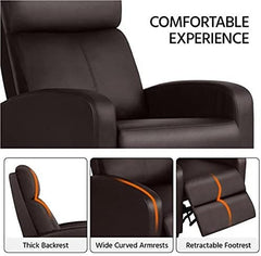 Set of 2 PU Leather Padded Recliner Chairs-4