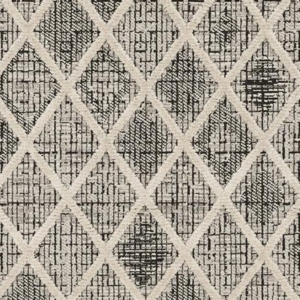 8' X 11' Cream And Charcoal Geometric Area Rug