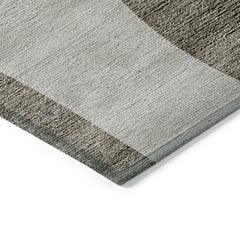 10' X 14' Taupe Beige And Chocolate Abstract Washable Indoor Outdoor Area Rug
