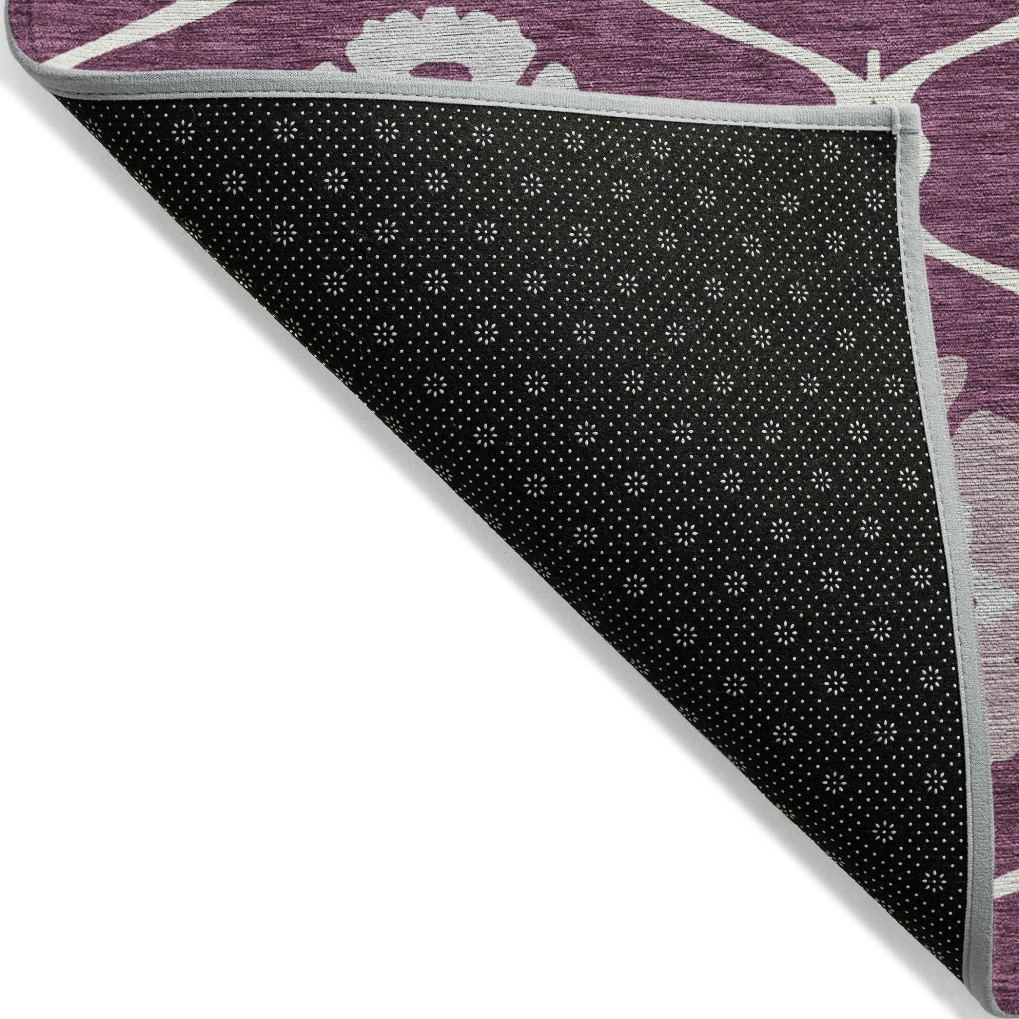 5' X 8' Eggplant Ivory And Gray Medallion Washable Indoor Outdoor Area Rug
