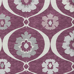 5' X 8' Eggplant Ivory And Gray Medallion Washable Indoor Outdoor Area Rug