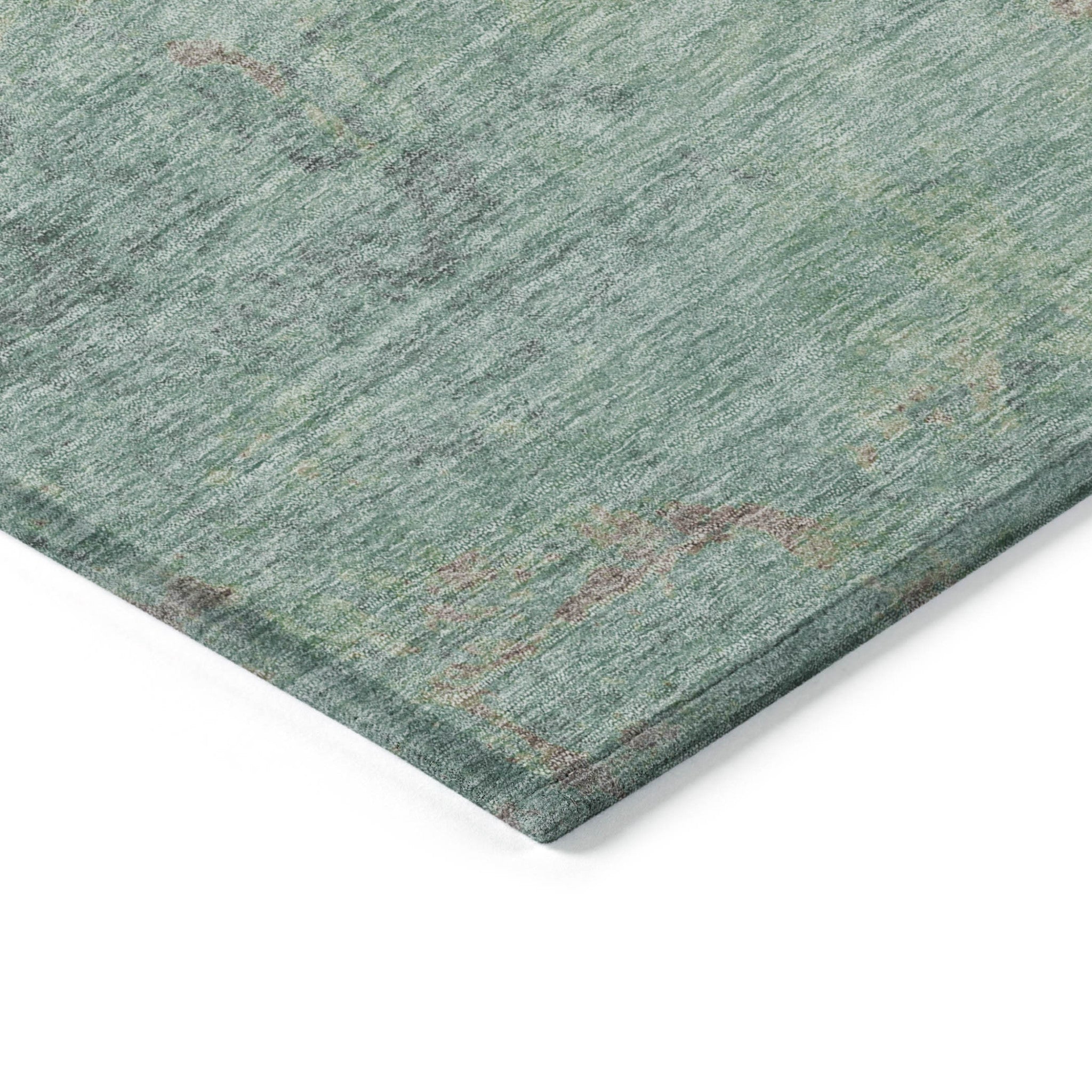 5' X 8' Pale Aqua And Taupe Abstract Washable Indoor Outdoor Area Rug