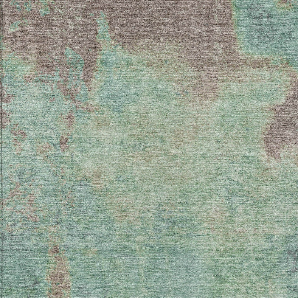5' X 8' Pale Aqua And Taupe Abstract Washable Indoor Outdoor Area Rug