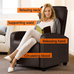 Set of 2 PU Leather Padded Recliner Chairs-2