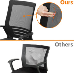 Ergonomic Office Chair Leather Seat and Mesh Back Computer Chair Executive Chair Mid-Back Rolling Swivel Chair with Lumbar Support and Armrests Adjustable Height for Office Meeting, Black-3