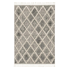 8' X 11' Cream And Charcoal Geometric Area Rug
