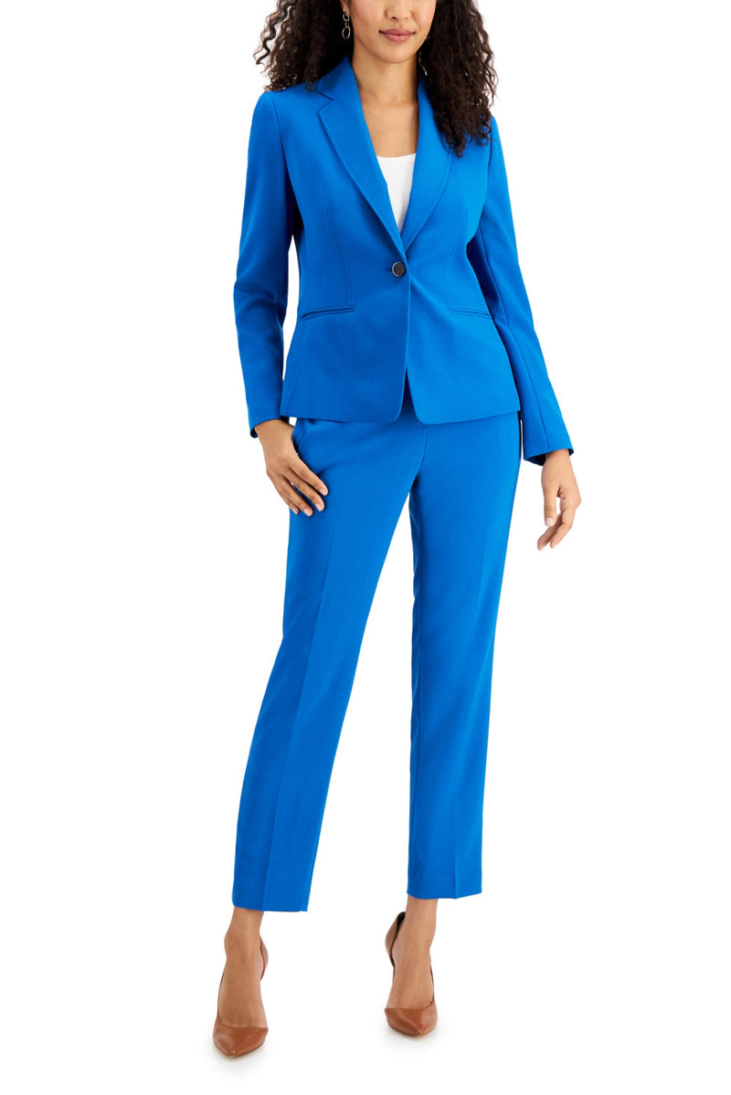 Le Suit Notched Collar 1 Button Jacket with Button Hook Zipper Closure Pants (Petite)