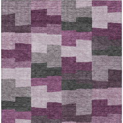 10' X 14' Merlot Mauve And Charcoal Geometric Washable Indoor Outdoor Area Rug
