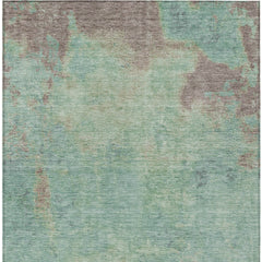 5' X 8' Pale Aqua And Taupe Abstract Washable Indoor Outdoor Area Rug