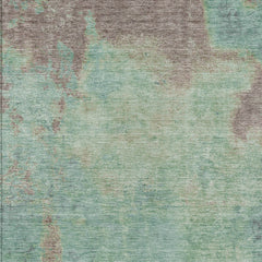 5' X 8' Pale Aqua And Taupe Abstract Washable Indoor Outdoor Area Rug