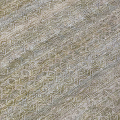 8' Khaki And Beige Round Striped Washable Indoor Outdoor Area Rug