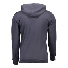 Blue Cotton Men Sweater with Hood