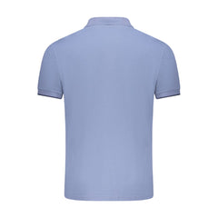 Blue Cotton Men Polo Shirt