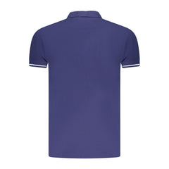 Blue Cotton Men Polo Shirt
