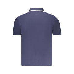 Blue Cotton Men Polo Shirt