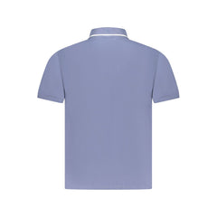 Blue Cotton Men Polo Shirt