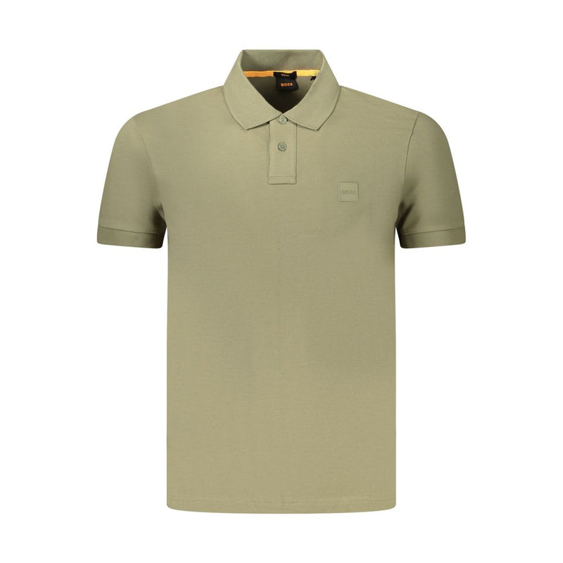 Green Cotton Men Polo Shirt