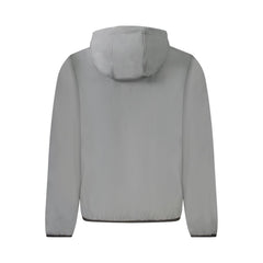 Gray Polyester Men's Hooded Jacket