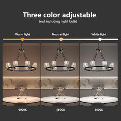 Black Wagon Wheel Chandelier, 8-Light Farmhouse Crystal Chandeleirs With Adjustable Height,Ceiling Hanging Light Fixture Pendant Lights For Living Room,Bedroom,Kitchen Island,Dining Room,Bedroom