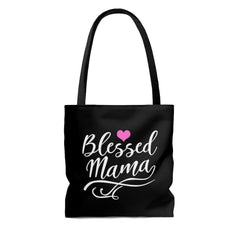 Large Tote Bags - Blessed Mama Graphic Style Shoulder Bag-1