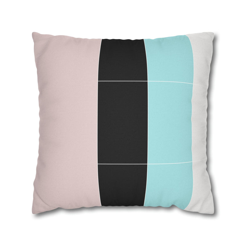 Decorative Throw Pillow Cover - Pastel Pink Black Blue Stripes-0