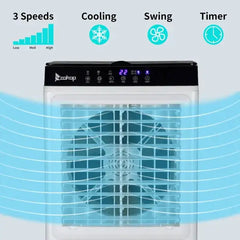 ZOKOP-3 In 1 Portable Evaporative Cooler,Indoor,Outdoor,2353CFM Personal Air Cooler With Remote ,7.93 Gal Large Water Tank & Scroll Casters, 4 Ice Packs,White