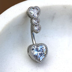 316L Stainless Steel Cascading Heart Navel Ring-1