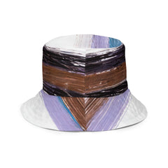 Reversible Bucket Hat Lavender Black Brown Rustic Pattern-2